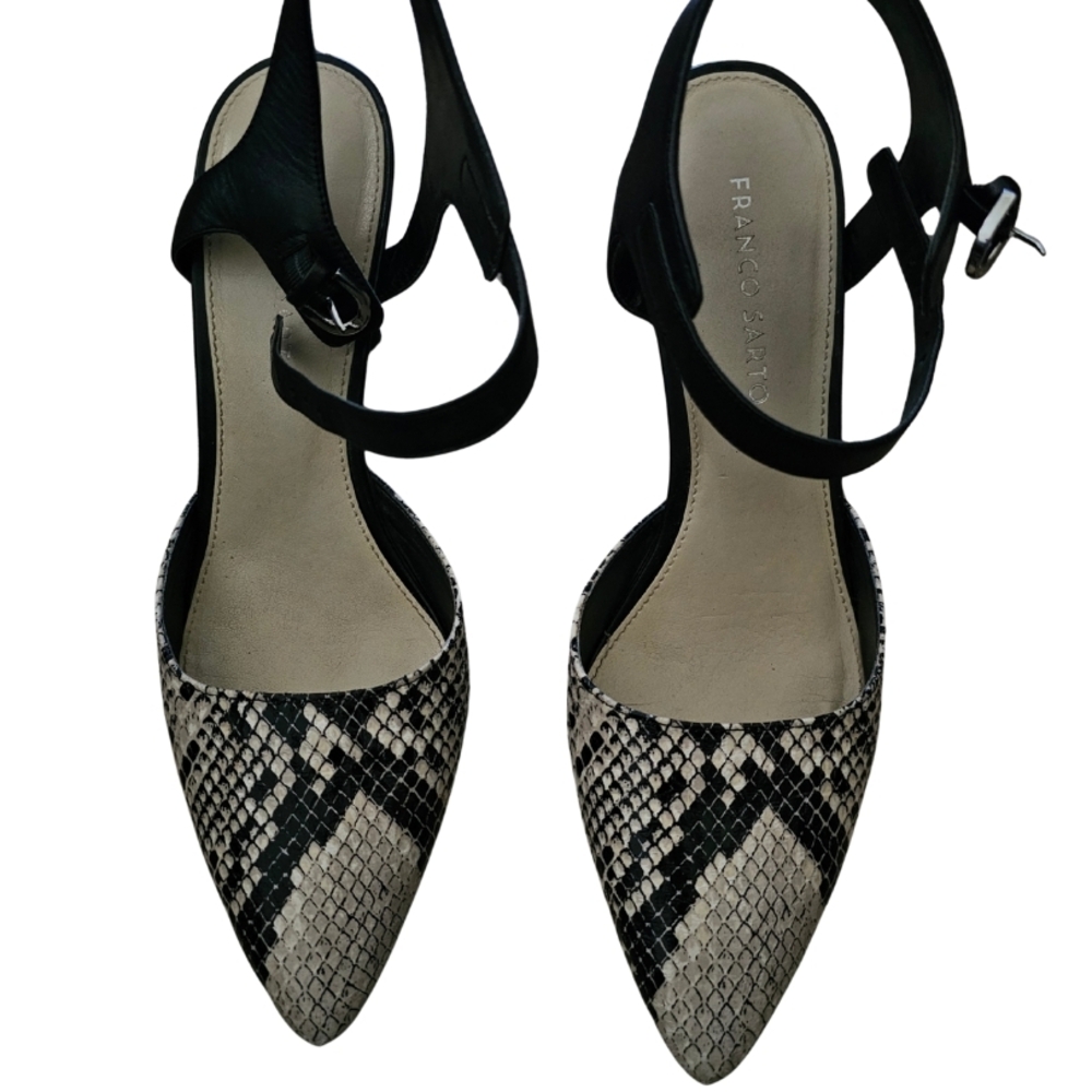 🩰 Franco Sarto Snakeskin Black and Tan Women's Shoes